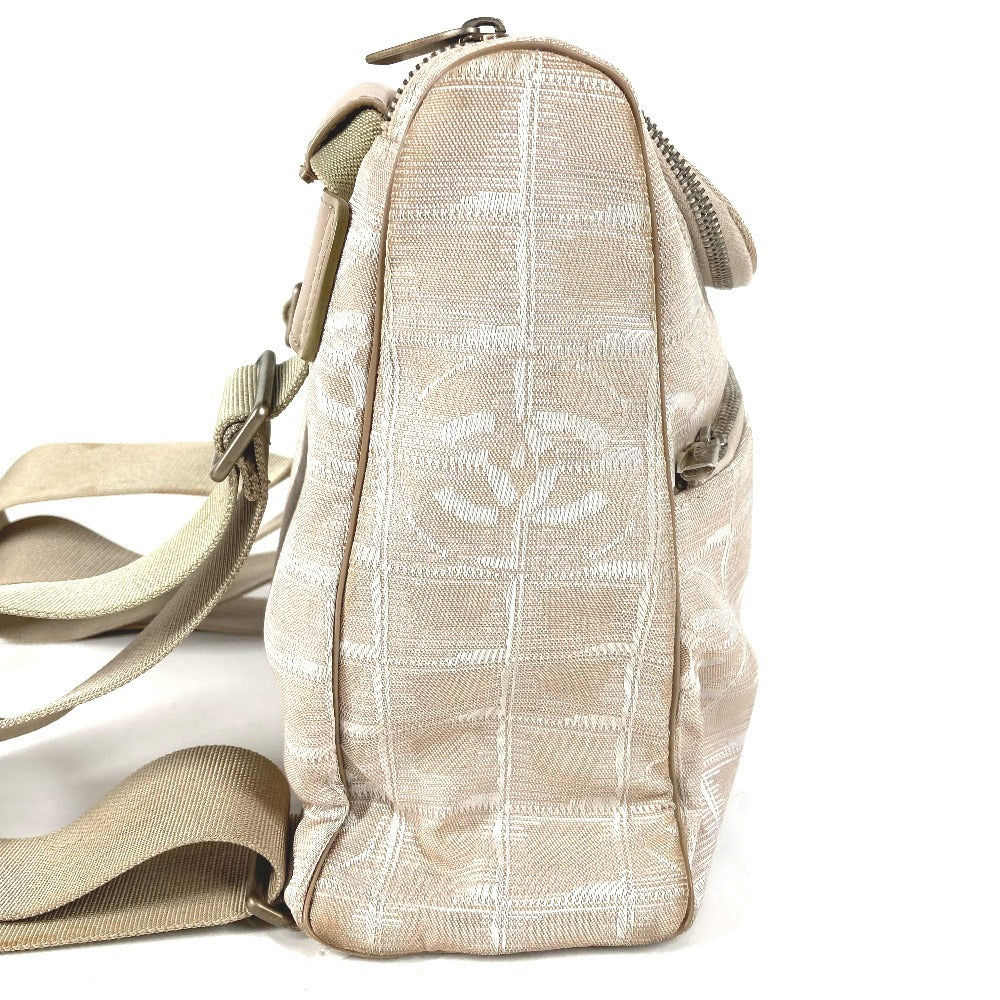 CHANEL A15958 New Travel Line CC Coco Mark Logo Bag Backpack Rucksack Nylon/Leather Ladies Beige