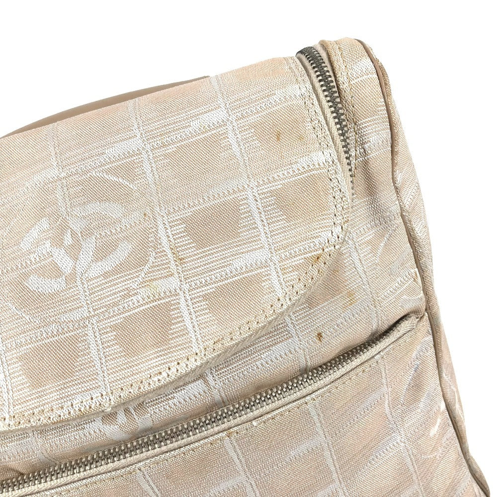 CHANEL A15958 New Travel Line CC Coco Mark Logo Bag Backpack Rucksack Nylon/Leather Ladies Beige
