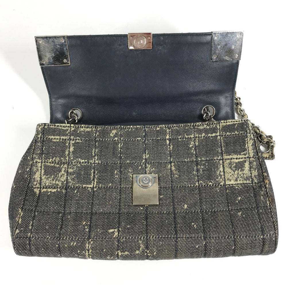 CHANEL チョコバー ロゴ CC ココマーク カバン チェーンバッグ 肩掛け フラップ ショルダーバッグ デニム ユニセックス ブルー