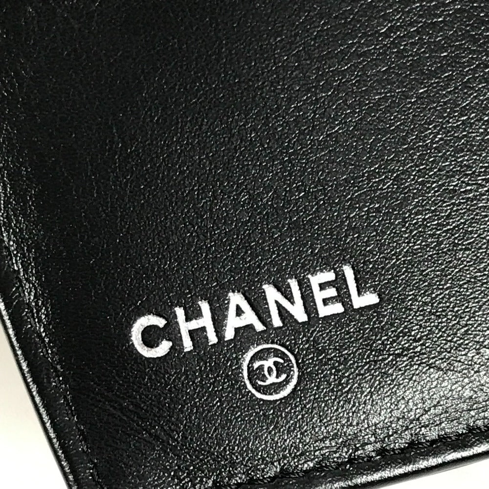 CHANEL メイクパレット CC ココマーク ロゴ コンパクトウォレット 2つ折り財布 エナメル ユニセックス ブラック