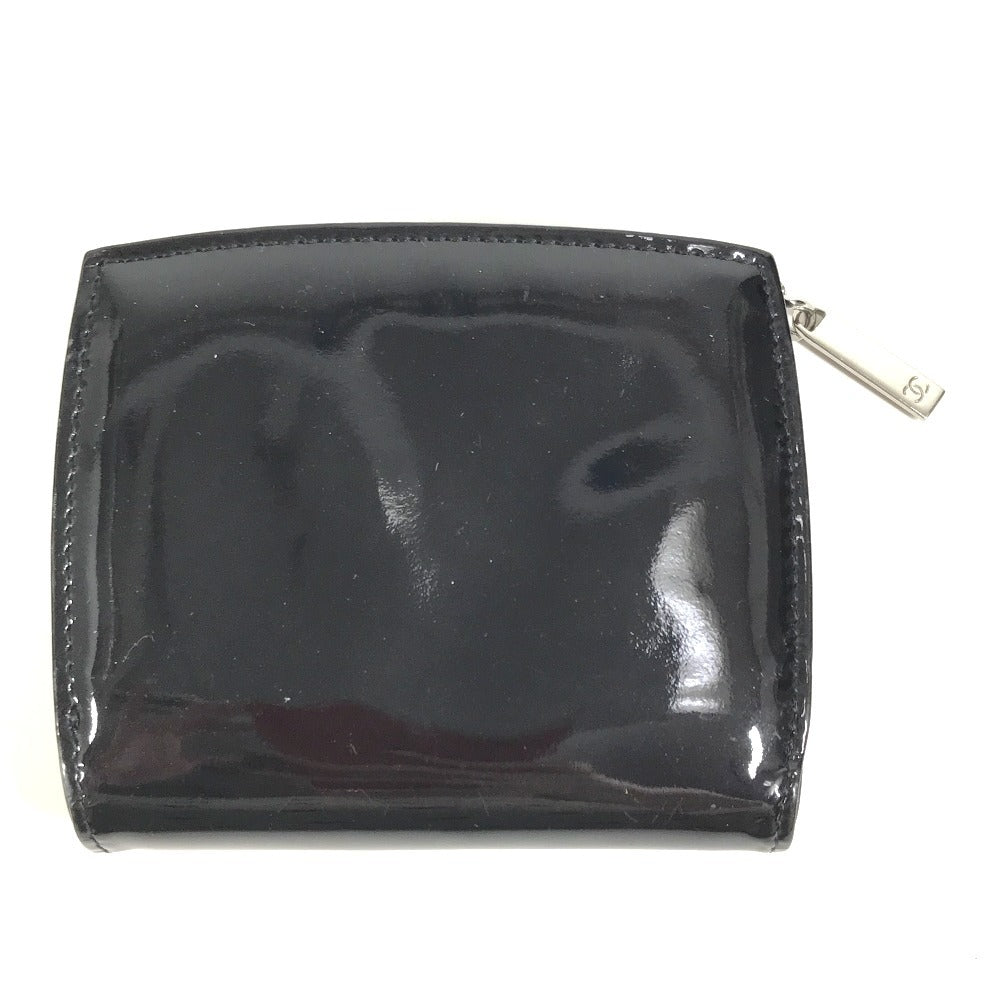 CHANEL メイクパレット CC ココマーク ロゴ コンパクトウォレット 2つ折り財布 エナメル ユニセックス ブラック