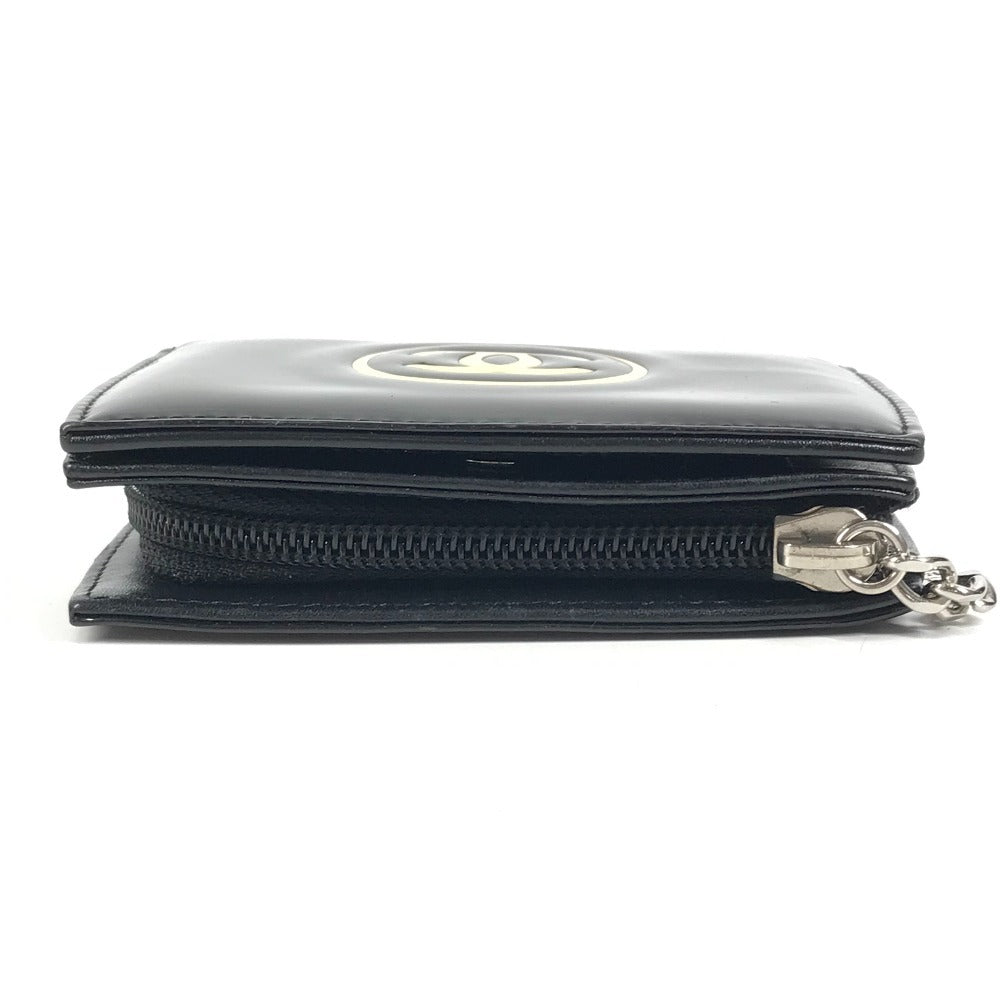 CHANEL メイクパレット CC ココマーク ロゴ コンパクトウォレット 2つ折り財布 エナメル ユニセックス ブラック