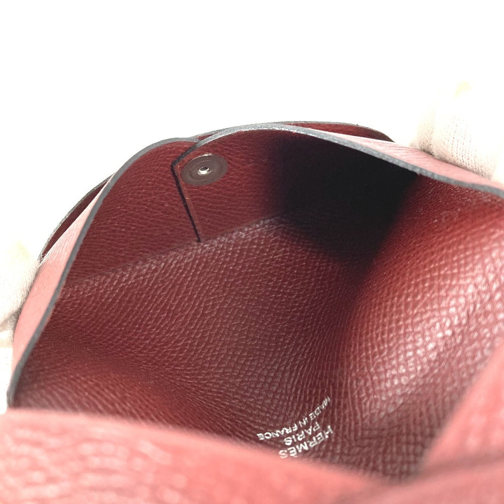 HERMES Coin Purse Calvi Wallet Small Accessories Bi-fold Card Holder Pass Case Card Case Epsom Unisex Brown
