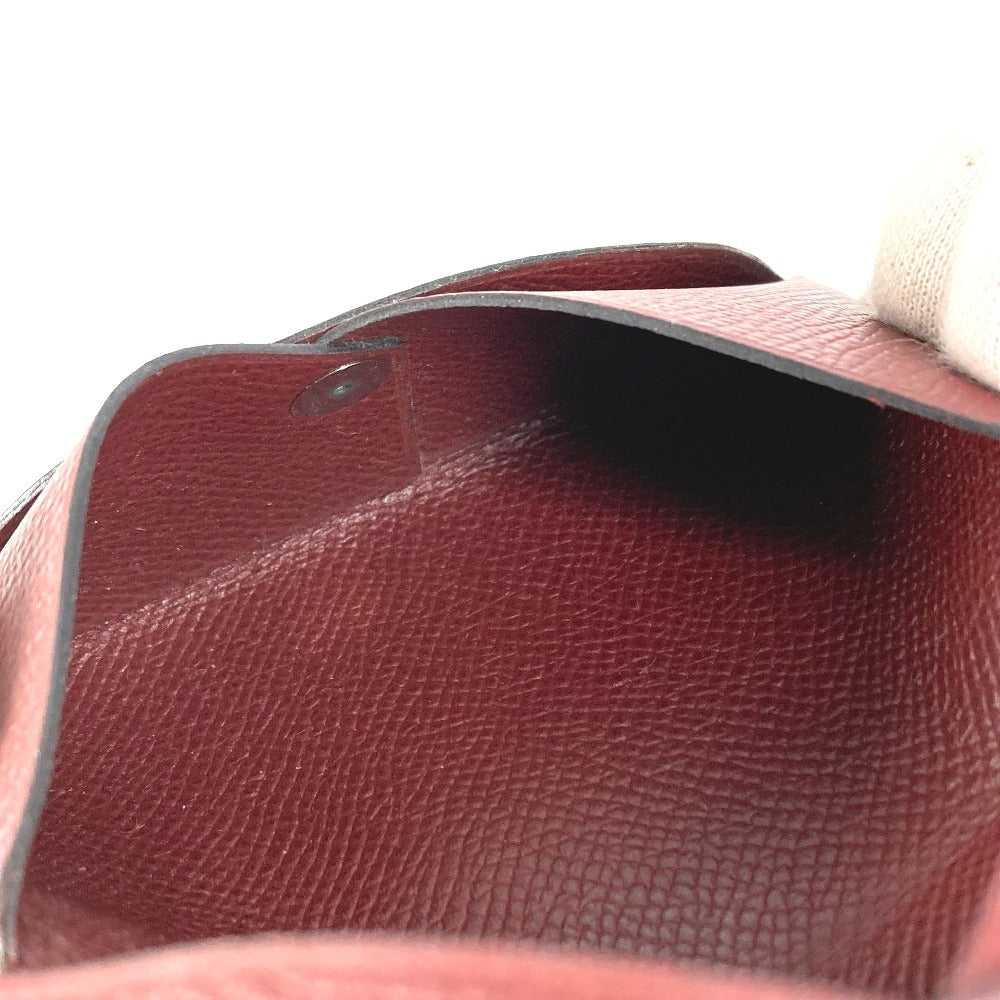 HERMES Coin Purse Calvi Wallet Small Accessories Bi-fold Card Holder Pass Case Card Case Epsom Unisex Brown