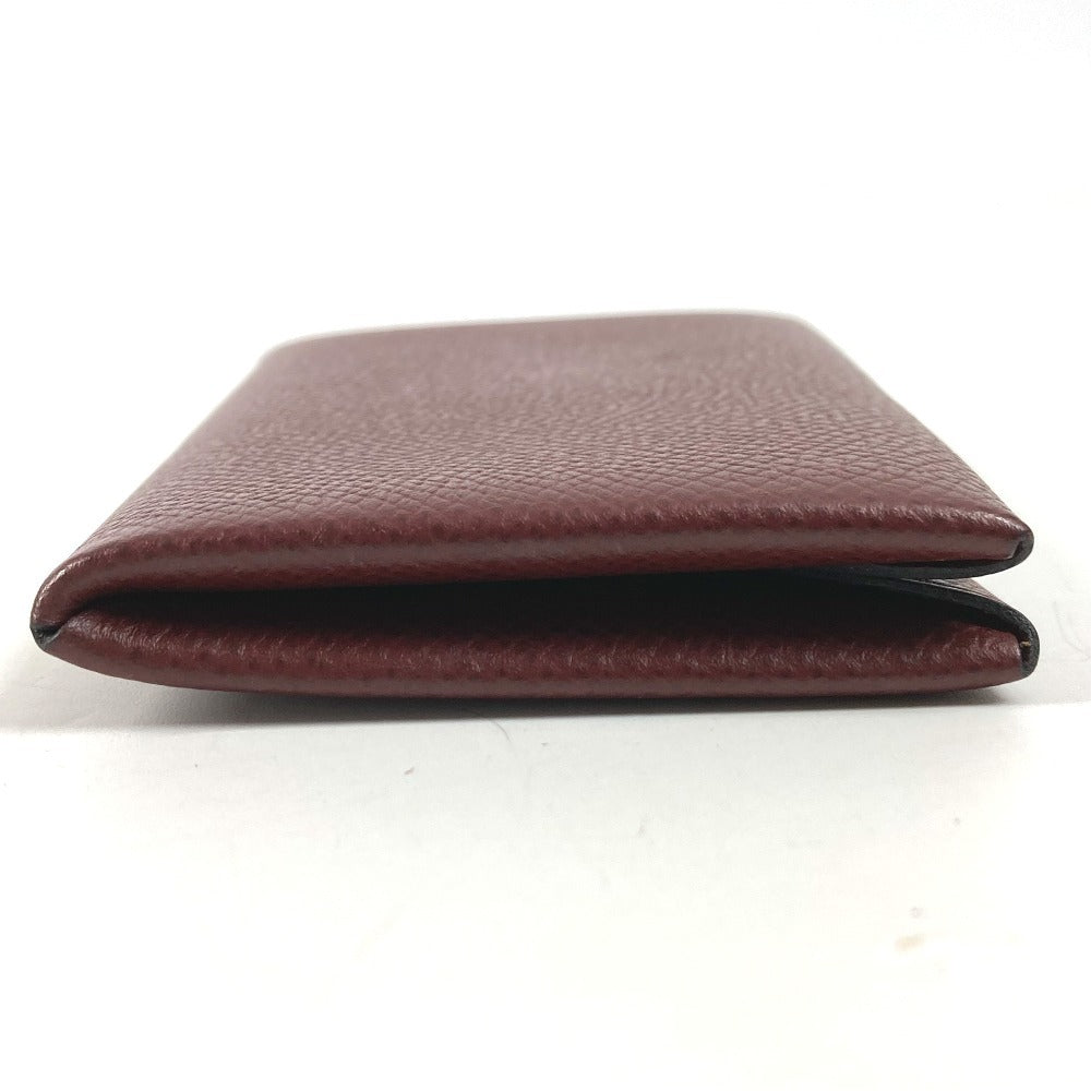 HERMES Coin Purse Calvi Wallet Small Accessories Bi-fold Card Holder Pass Case Card Case Epsom Unisex Brown