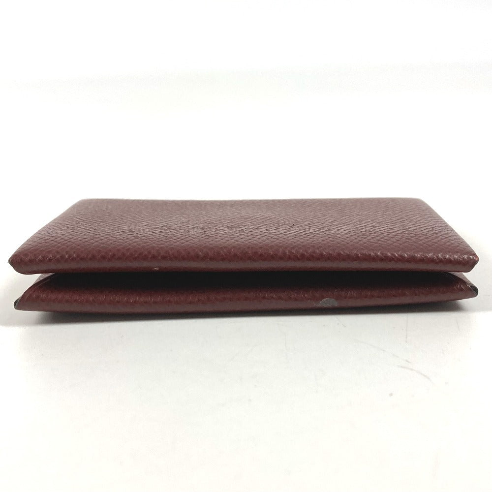 HERMES Coin Purse Calvi Wallet Small Accessories Bi-fold Card Holder Pass Case Card Case Epsom Unisex Brown