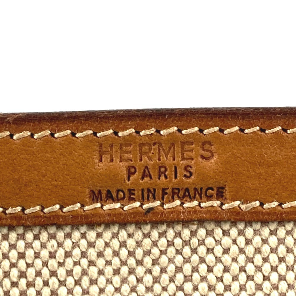 HERMES ヴィンテージ フラップ カバン 肩掛け トートバック ハンドバッグ ショルダーバッグ レザー/キャンバス ユニセックス ベージュ
