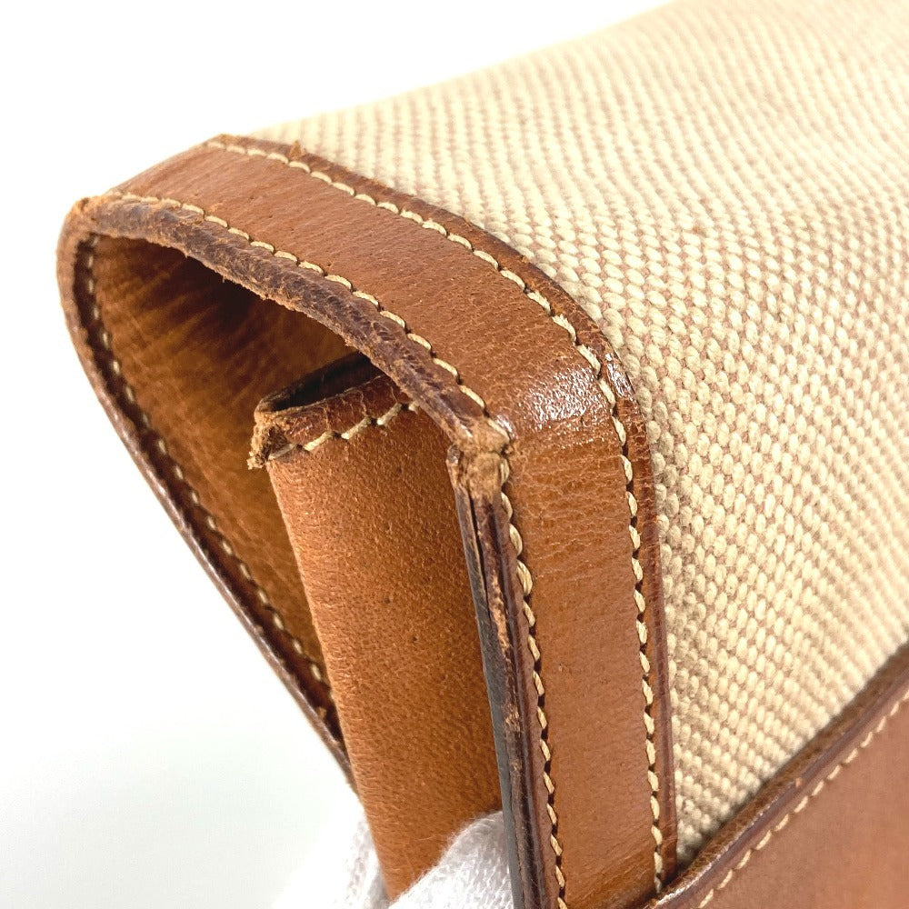 HERMES ヴィンテージ フラップ カバン 肩掛け トートバック ハンドバッグ ショルダーバッグ レザー/キャンバス ユニセックス ベージュ