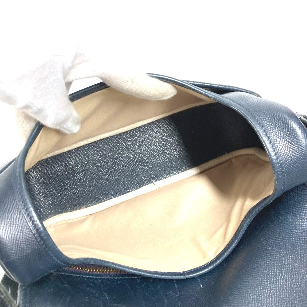 HERMES Vintage Noumea Bag Shoulder Flap Shoulder Bag Leather Unisex Navy