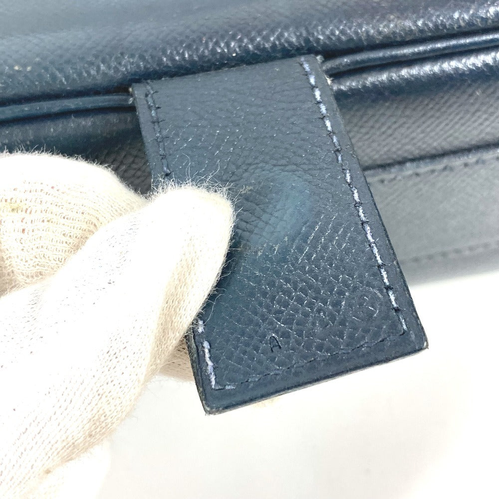 HERMES Vintage Noumea Bag Shoulder Flap Shoulder Bag Leather Unisex Navy