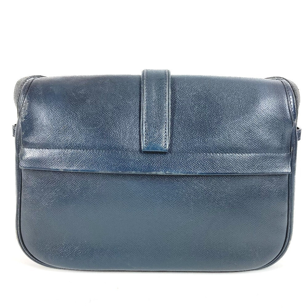 HERMES Vintage Noumea Bag Shoulder Flap Shoulder Bag Leather Unisex Navy