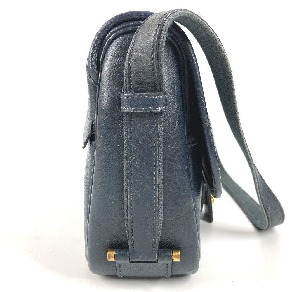 HERMES Vintage Noumea Bag Shoulder Flap Shoulder Bag Leather Unisex Navy