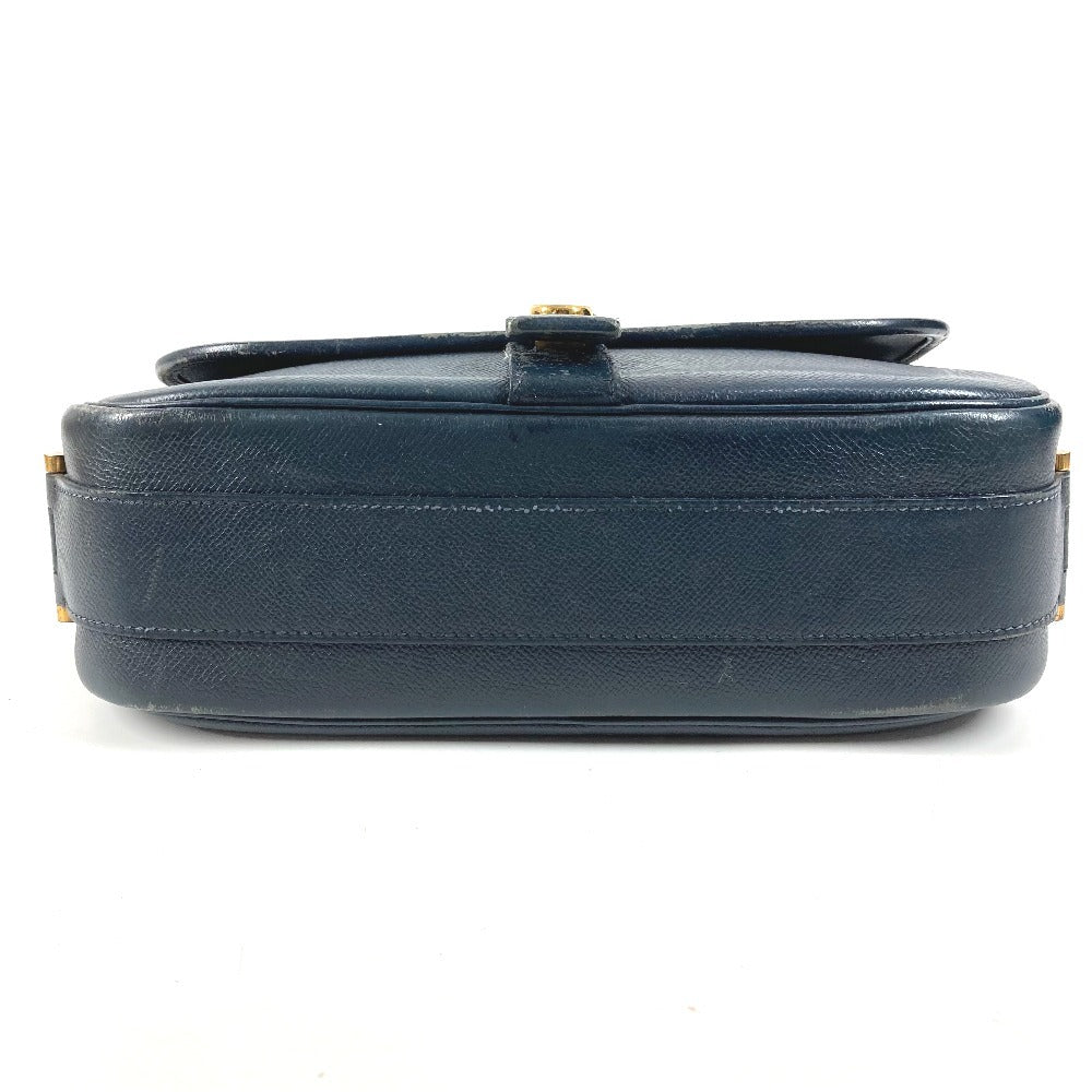 HERMES Vintage Noumea Bag Shoulder Flap Shoulder Bag Leather Unisex Navy