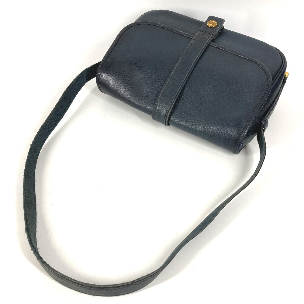 HERMES Vintage Noumea Bag Shoulder Flap Shoulder Bag Leather Unisex Navy