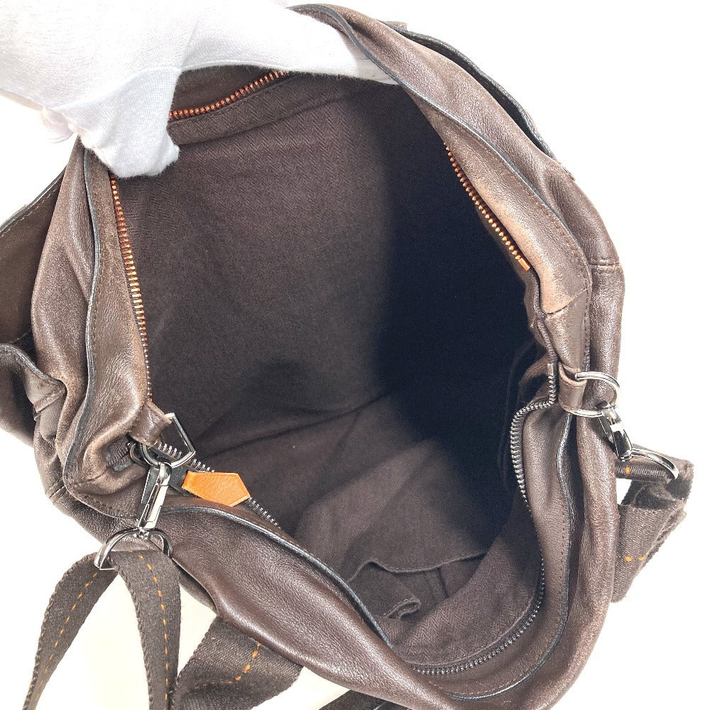 HERMES 縦型 ハンドバッグ キャラバン ヴェルティカル MM 斜め掛け トートバッグ カバン 2WAYバッグ ショルダーバッグ レザー ユニセックス ブラウン