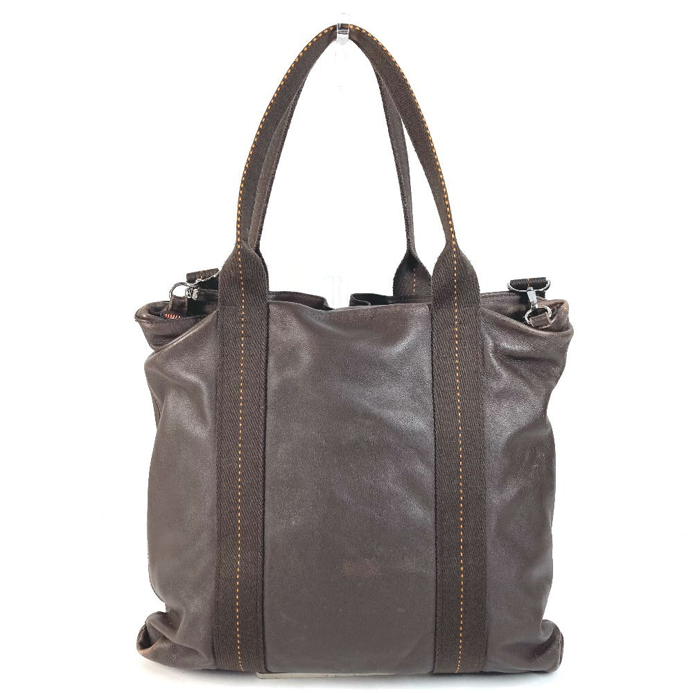 HERMES 縦型 ハンドバッグ キャラバン ヴェルティカル MM 斜め掛け トートバッグ カバン 2WAYバッグ ショルダーバッグ レザー ユニセックス ブラウン