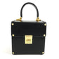 VERSACE ヴィンテージ サンバースト ロゴ バニティバッグ カバン バニティ フラップ ミラー付き ボックスバッグ ハンドバッグ レザー ユニセックス ブラック