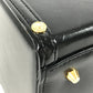 VERSACE ヴィンテージ サンバースト ロゴ バニティバッグ カバン バニティ フラップ ミラー付き ボックスバッグ ハンドバッグ レザー ユニセックス ブラック