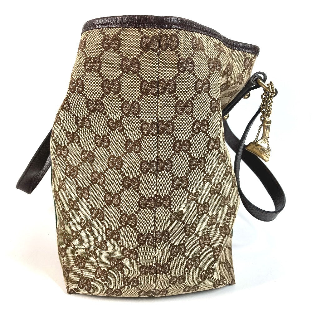 GUCCI 139260 チャーム付き GG ロゴ シェリーライン 肩掛け トートバッグ カバン ショルダーバッグ GGキャンバス/レザー ユニセックス ベージュ