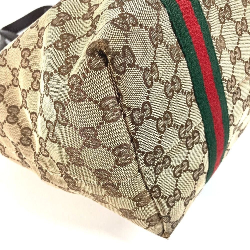 GUCCI 139260 チャーム付き GG ロゴ シェリーライン 肩掛け トートバッグ カバン ショルダーバッグ GGキャンバス/レザー ユニセックス ベージュ