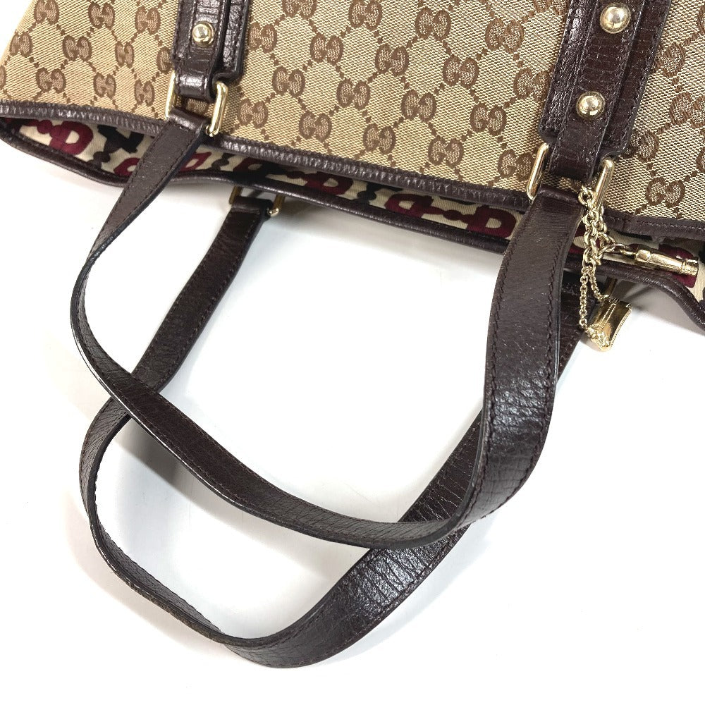 GUCCI 139260 チャーム付き GG ロゴ シェリーライン 肩掛け トートバッグ カバン ショルダーバッグ GGキャンバス/レザー ユニセックス ベージュ