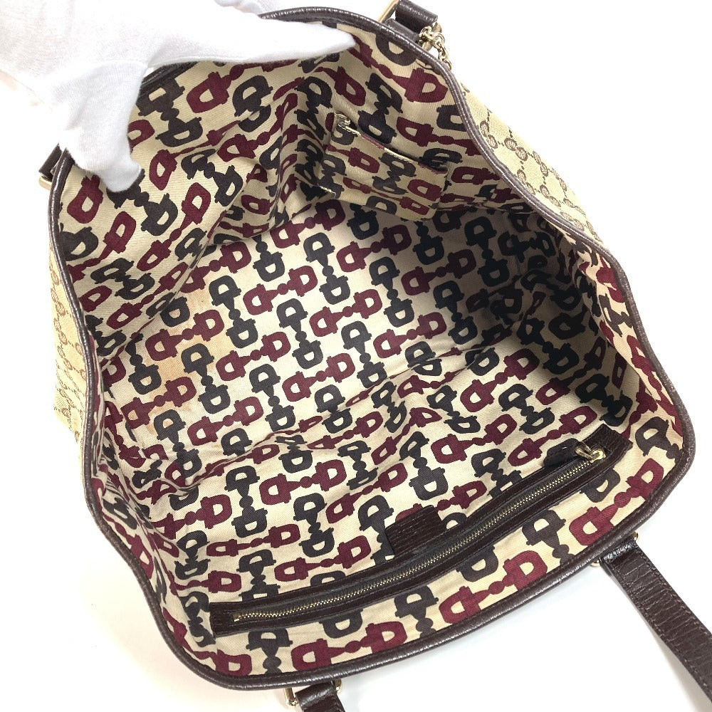 GUCCI 139260 チャーム付き GG ロゴ シェリーライン 肩掛け トートバッグ カバン ショルダーバッグ GGキャンバス/レザー ユニセックス ベージュ