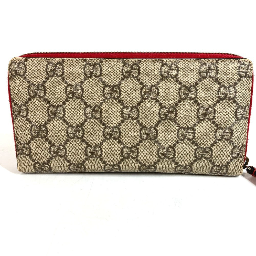 GUCCI 476049 GGスプリーム GG ロゴ チェリー サクランボ ラインストーン ラウンドファスナー ロングウォレット 長財布 GGスプリームキャンバス ユニセックス レッド