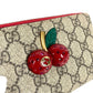 GUCCI 476049 GGスプリーム GG ロゴ チェリー サクランボ ラインストーン ラウンドファスナー ロングウォレット 長財布 GGスプリームキャンバス ユニセックス レッド