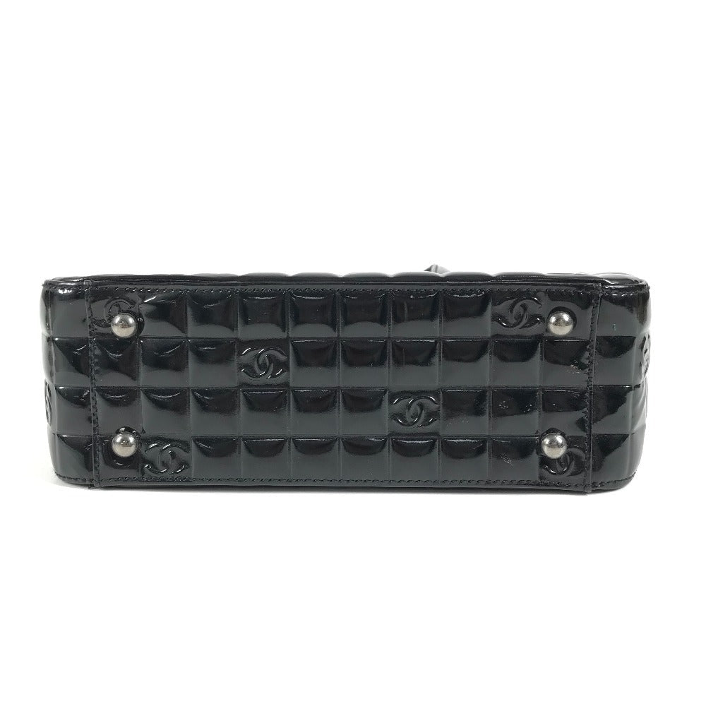 CHANEL ヴィンテージ チョコバー ロゴ CC ココマーク カバン トートバッグ ハンドバッグ エナメル ユニセックス ブラック