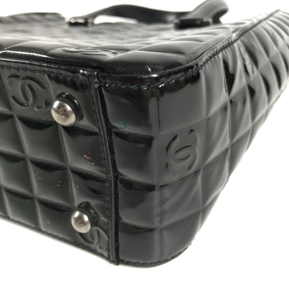 CHANEL ヴィンテージ チョコバー ロゴ CC ココマーク カバン トートバッグ ハンドバッグ エナメル ユニセックス ブラック