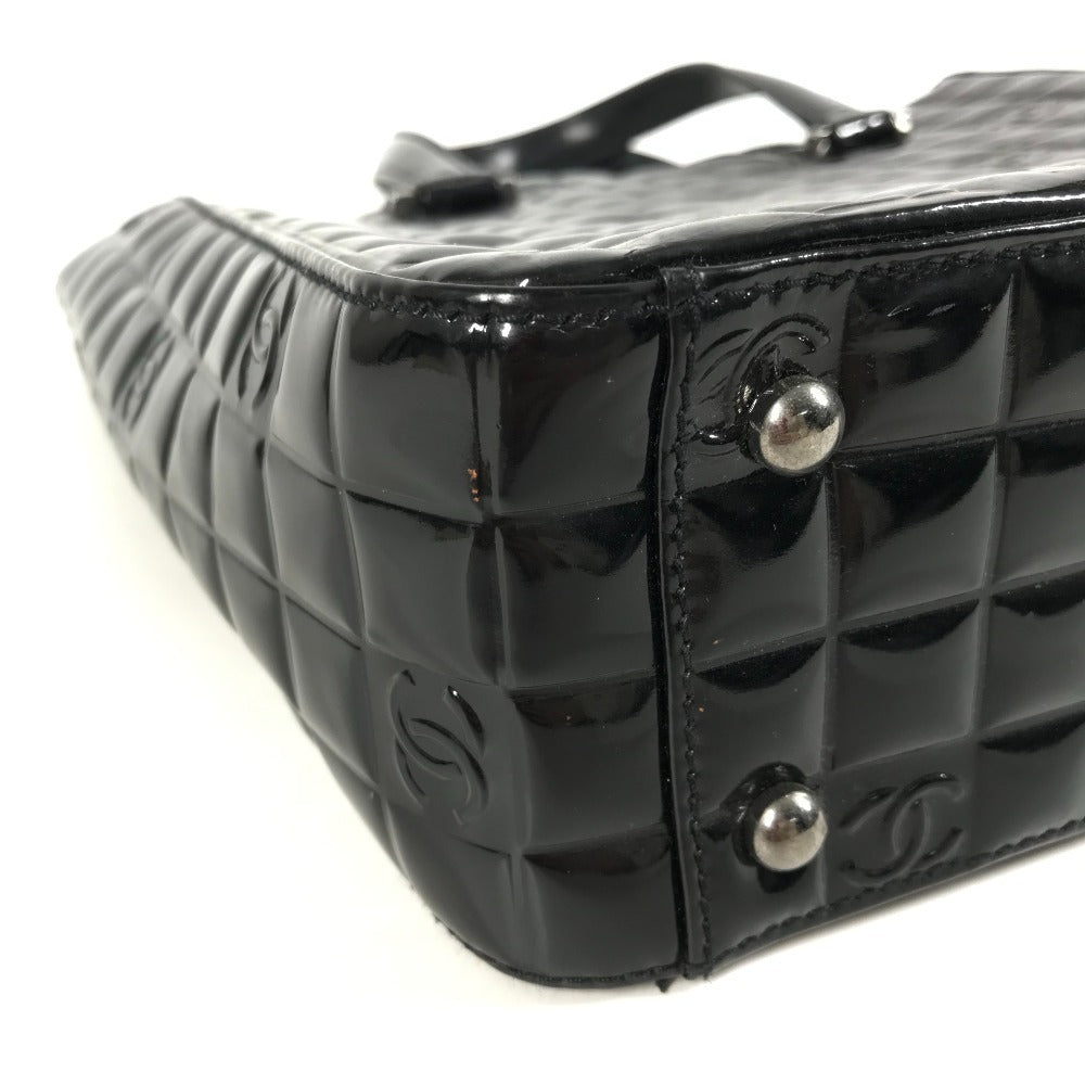 CHANEL ヴィンテージ チョコバー ロゴ CC ココマーク カバン トートバッグ ハンドバッグ エナメル ユニセックス ブラック