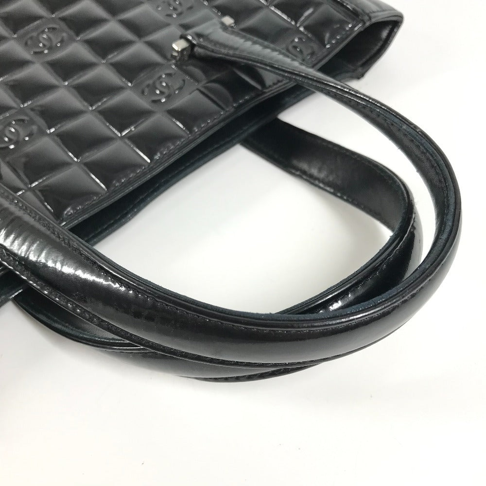 CHANEL ヴィンテージ チョコバー ロゴ CC ココマーク カバン トートバッグ ハンドバッグ エナメル ユニセックス ブラック