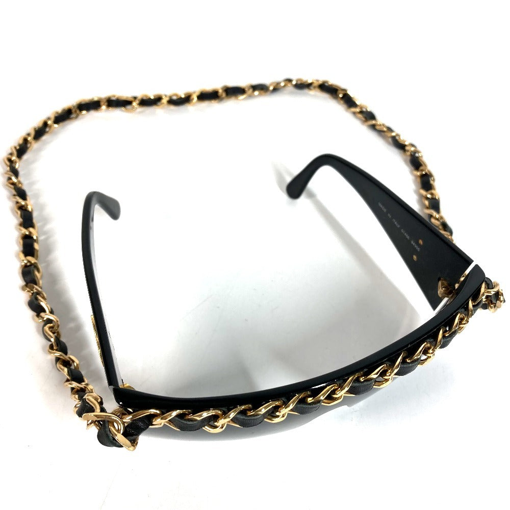 CHANEL 01456 チェーン CC ココマーク ロゴ めがね メガネ アイウェア 眼鏡 サングラス プラスチック ユニセックス ブラック