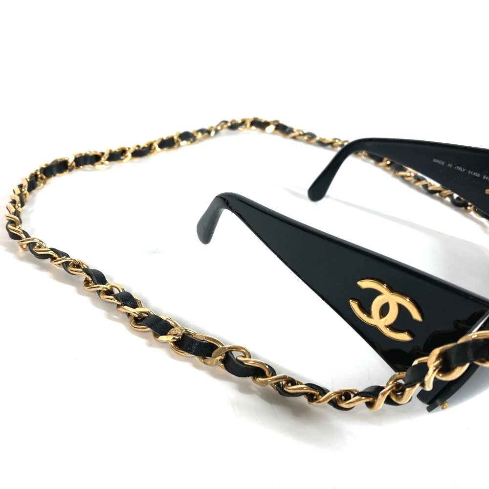 CHANEL 01456 チェーン CC ココマーク ロゴ めがね メガネ アイウェア 眼鏡 サングラス プラスチック ユニセックス ブラック