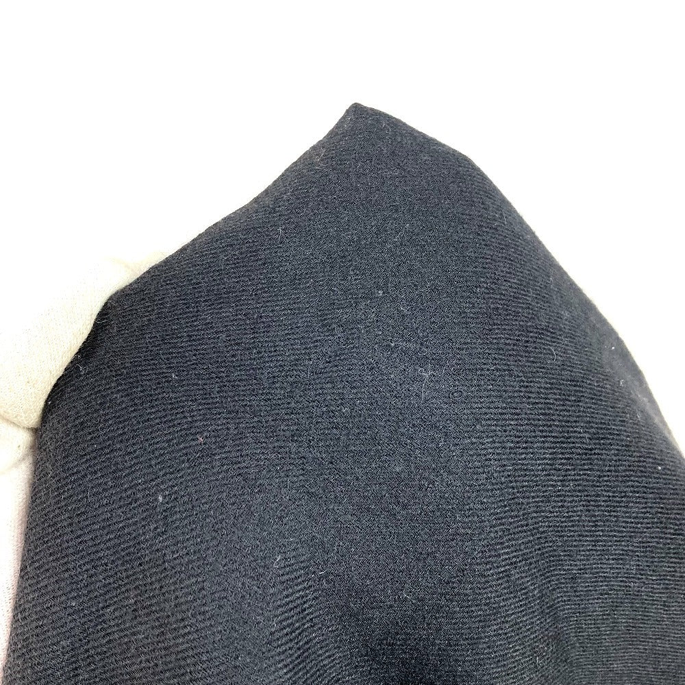 CHANEL Bicolor Logo Fringe Muffler Shawl Large Stole Cashmere Unisex Black