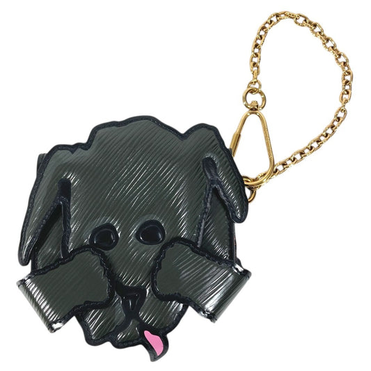 LOUIS VUITTON M63897 エピ キャットグラム 犬 ドッグ カードホルダー ドッグカードホルダー パスケース チェーン キーホルダー バッグチャーム カードケース エピレザー ユニセックス ブラック