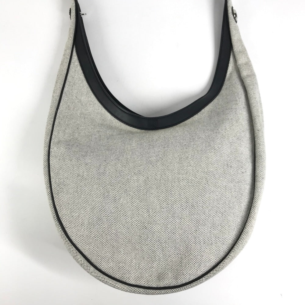 HERMES Sac Roulis MM Shoulder Bag Leather/Canvas Unisex Navy