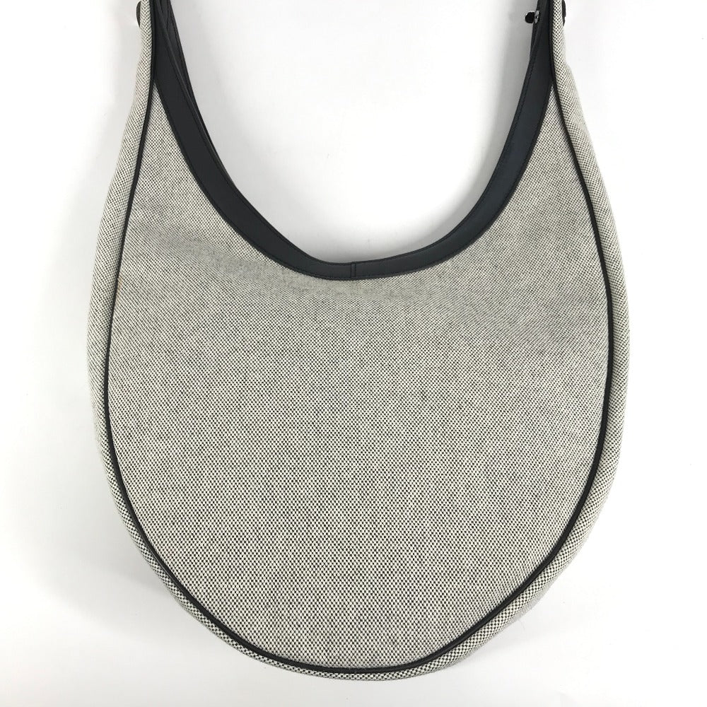 HERMES Sac Roulis MM Shoulder Bag Leather/Canvas Unisex Navy