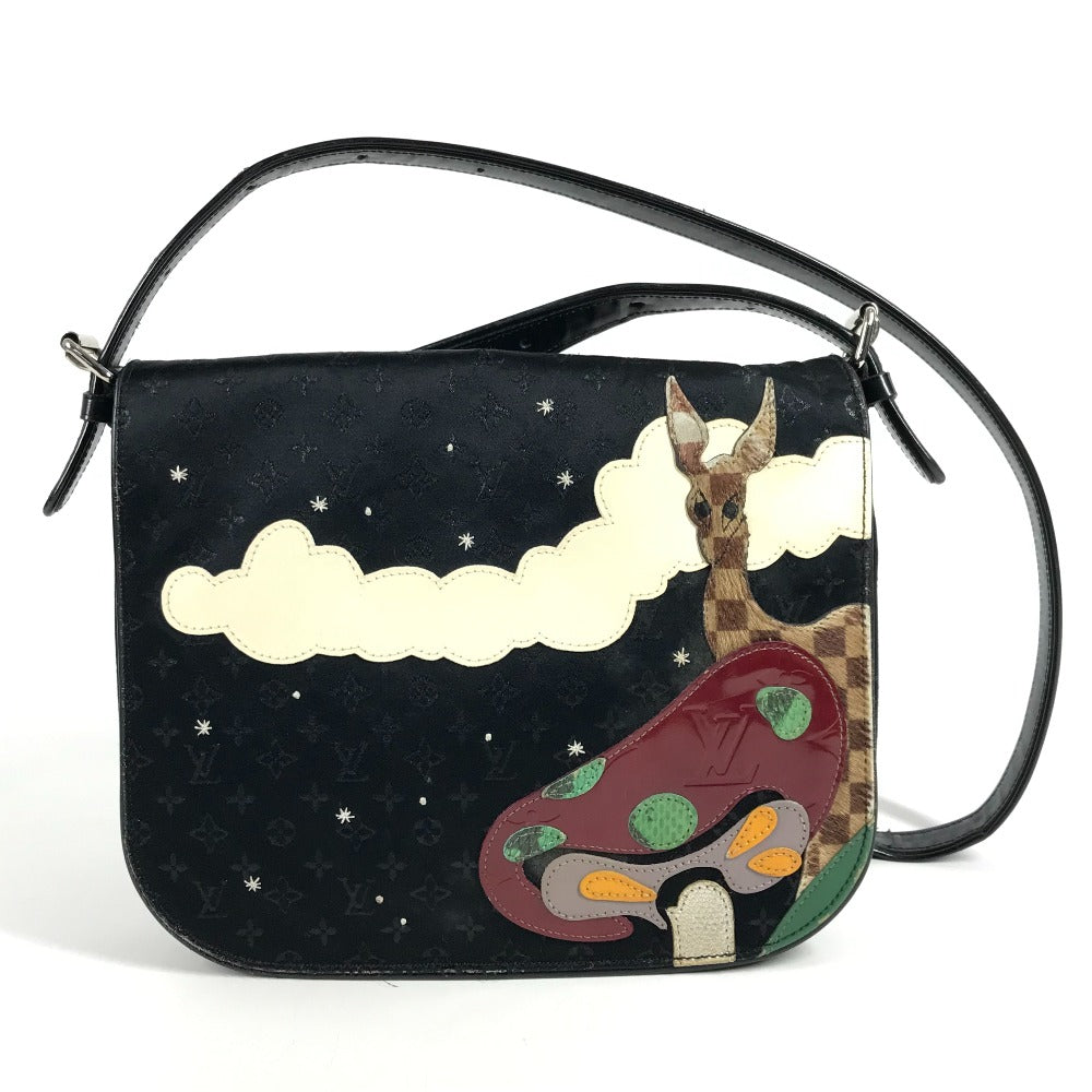 LOUIS VUITTON M92273 Monogram Satin Contes de Fées Musette Crossbody Flap Bag Pouch Shoulder Bag Satin Canvas Women's Black