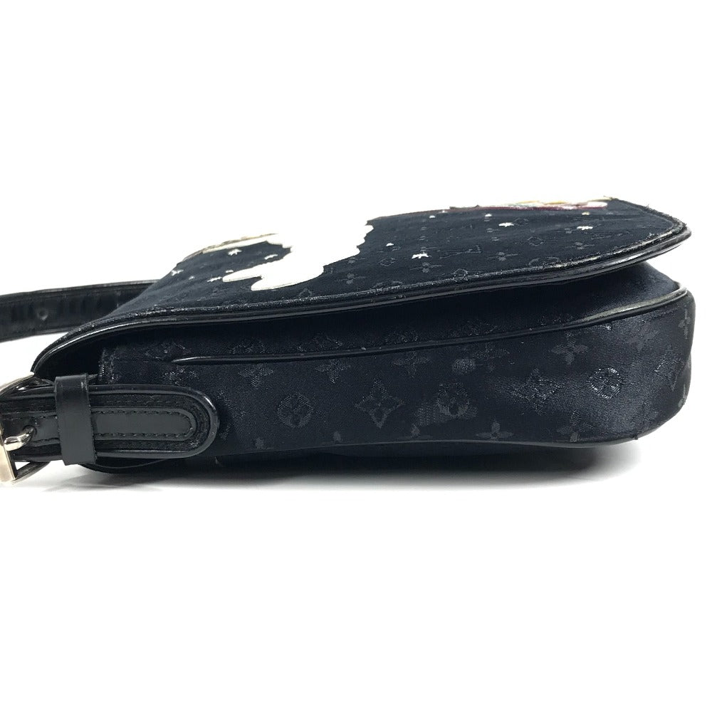 LOUIS VUITTON M92273 Monogram Satin Contes de Fées Musette Crossbody Flap Bag Pouch Shoulder Bag Satin Canvas Women's Black