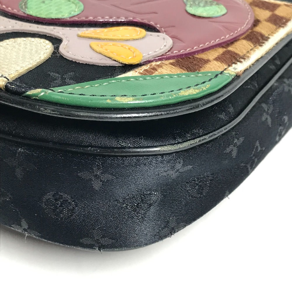 LOUIS VUITTON M92273 Monogram Satin Contes de Fées Musette Crossbody Flap Bag Pouch Shoulder Bag Satin Canvas Women's Black