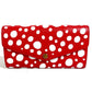 LOUIS VUITTON M81909 Monogram LV x YK Yayoi Kusama Portefeuille Sarah NM Kusama Yayoi Dots ลายจุด กระเป๋าสตางค์แบบพับสองทบมีฝาพับ หนังแท้ ยูนิเซ็กส์ สีแดง