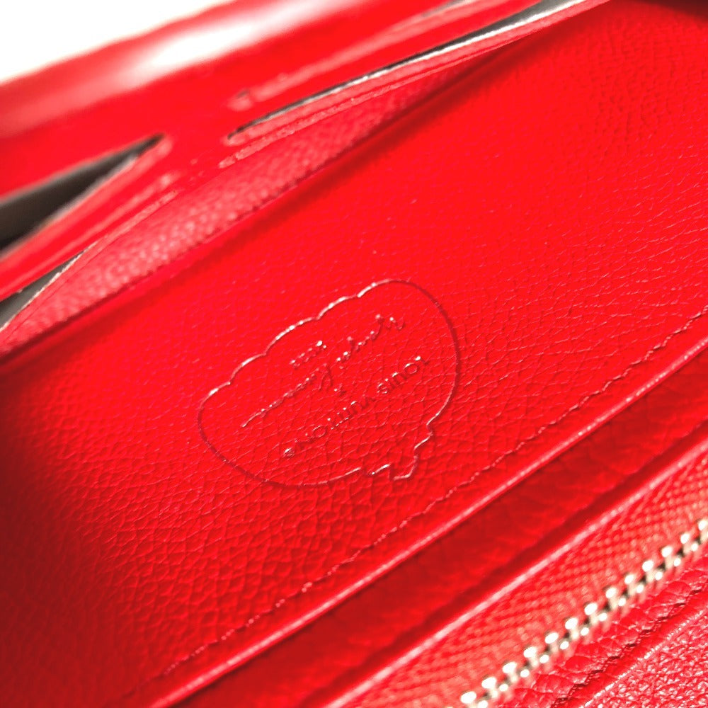 LOUIS VUITTON M81909 Monogram LV x YK Yayoi Kusama Portefeuille Sarah NM Kusama Yayoi Dots ลายจุด กระเป๋าสตางค์แบบพับสองทบมีฝาพับ หนังแท้ ยูนิเซ็กส์ สีแดง