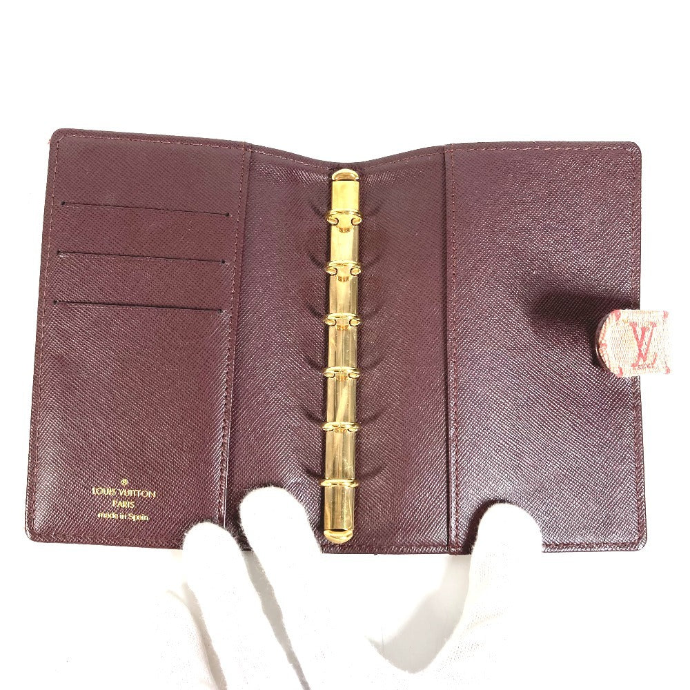 LOUIS VUITTON R20912 โมโนแกรมมินิ อเจนดา PM สมุดแพลนเนอร์ พีเอ็ม ออร์แกไนเซอร์ เครื่องเขียน ปกสมุดแพลนเนอร์ แคนวาสโมโนแกรมมินิ Unisex สีแดงเชอร์รี่