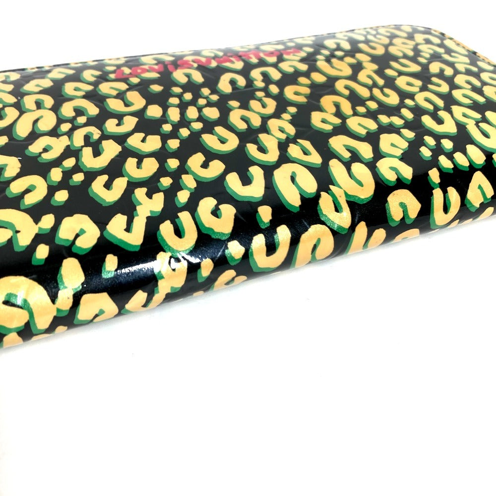 LOUIS VUITTON M91475 Vernis Leopard ลายเสือดาว Zippy Wallet กระเป๋าสตางค์ใบยาว มีซิปรอบ หนังแก้ว ยูนิเซ็กส์ สีดำ