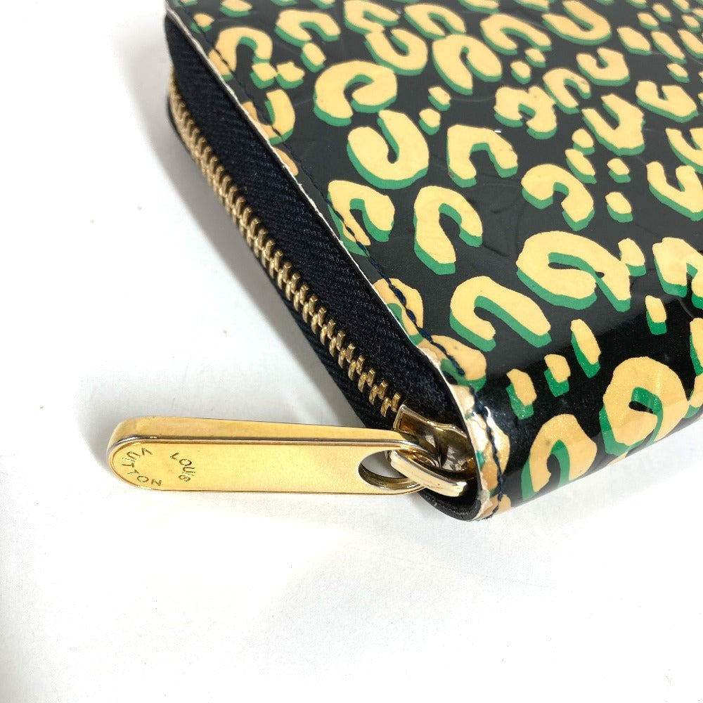 LOUIS VUITTON M91475 Vernis Leopard ลายเสือดาว Zippy Wallet กระเป๋าสตางค์ใบยาว มีซิปรอบ หนังแก้ว ยูนิเซ็กส์ สีดำ