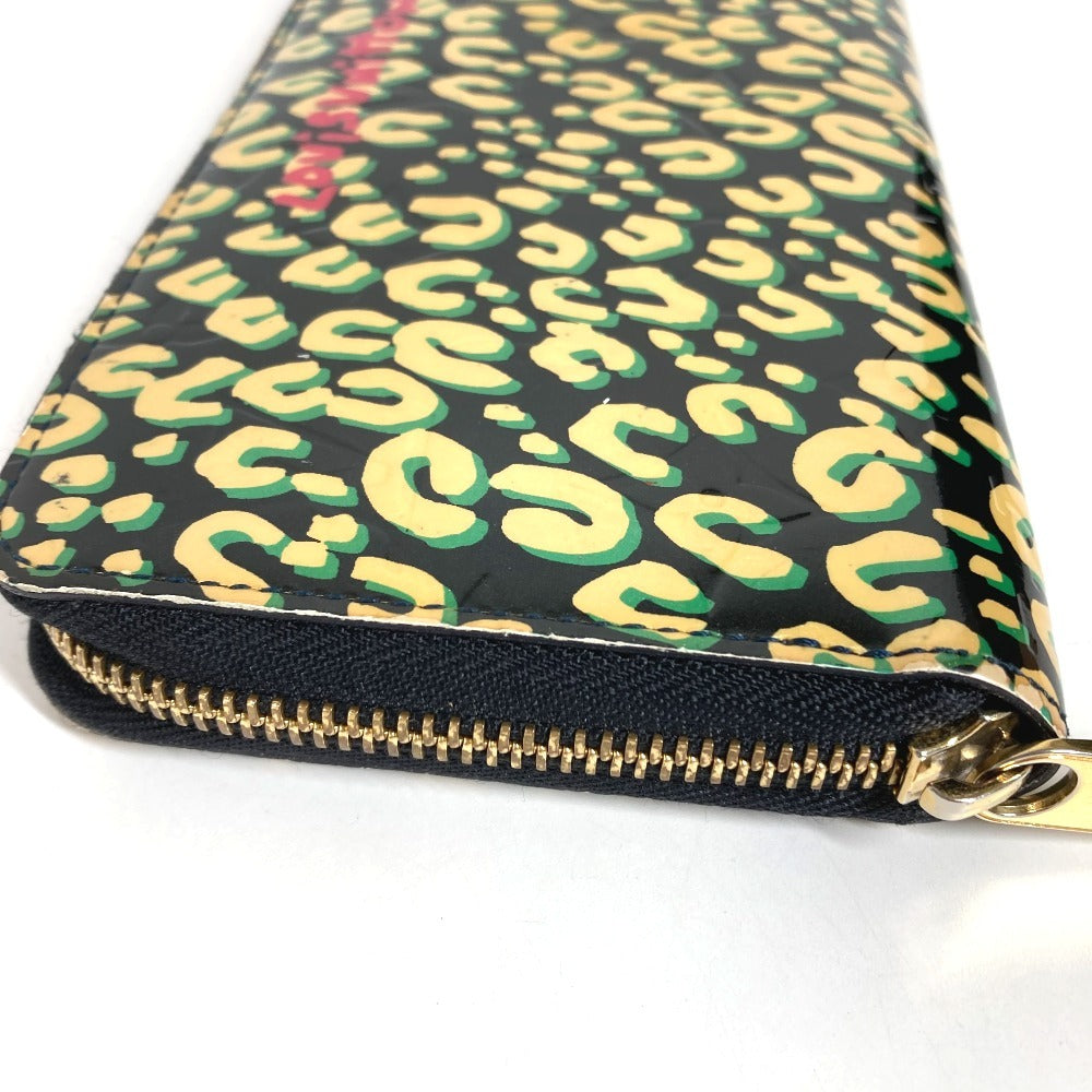 LOUIS VUITTON M91475 Vernis Leopard ลายเสือดาว Zippy Wallet กระเป๋าสตางค์ใบยาว มีซิปรอบ หนังแก้ว ยูนิเซ็กส์ สีดำ