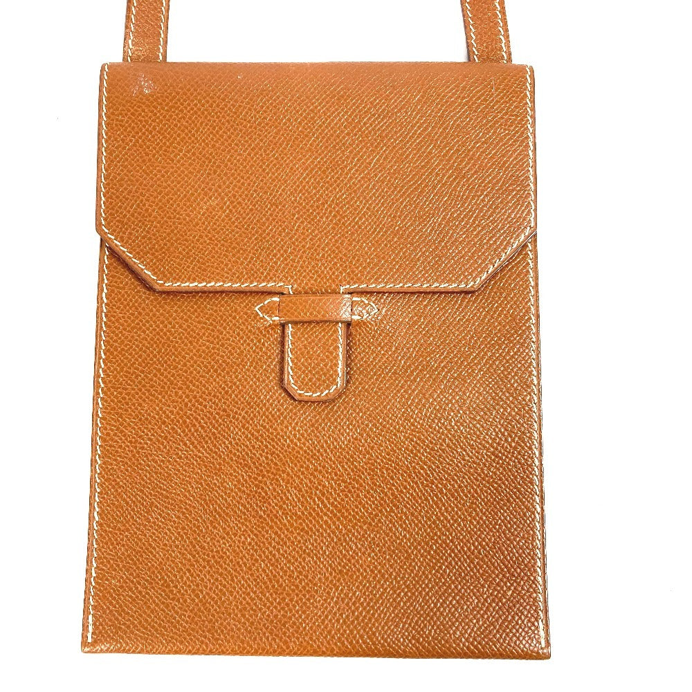 HERMES กระเป๋าสะพายข้างวินเทจ Amerie แบบเฉียง กระเป๋าสะพายข้างมีฝาปิด หนัง ยูนิเซ็กส์ สีน้ำตาล