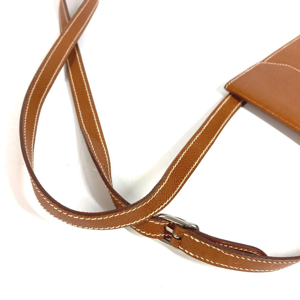 HERMES กระเป๋าสะพายข้างวินเทจ Amerie แบบเฉียง กระเป๋าสะพายข้างมีฝาปิด หนัง ยูนิเซ็กส์ สีน้ำตาล