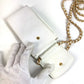 CHANEL วินเทจ CC โคโค่มาร์ค โลโก้ โซ่ สะพายข้าง กระเป๋าครอสบอดี้ มีฝาปิด ใส่โทรศัพท์ได้ กระเป๋าสะพายหนังคาเวียร์ ยูนิเซ็กส์ สีขาว